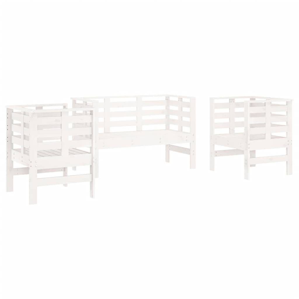 vidaXL juego de muebles de jardín 3 pzas madera maciza de pino blanco