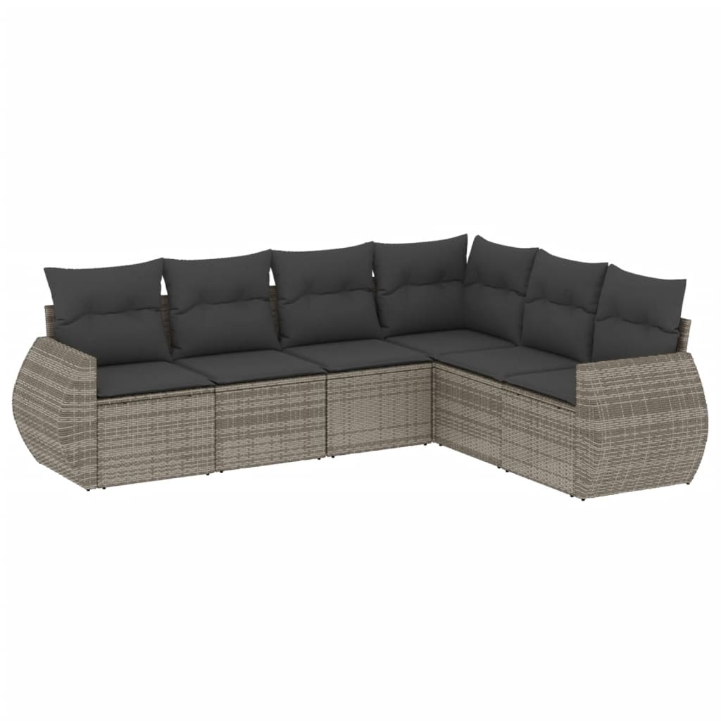 vidaXL set de muebles de jardín 6 pzas y cojines ratán sintético gris