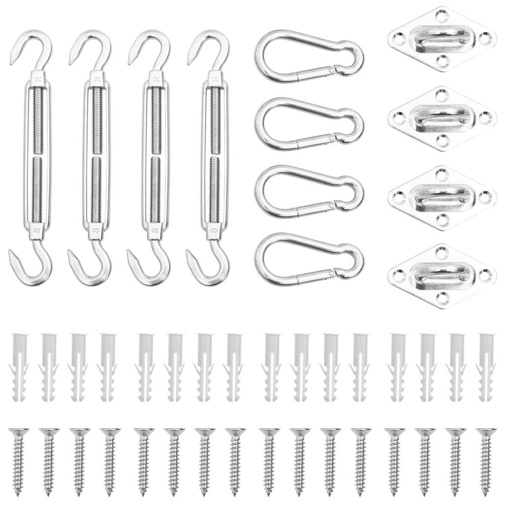 vidaXL juego de accesorios para toldo de vela 12 pzas acero inoxidable