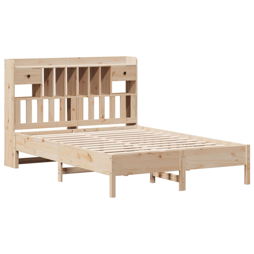vidaXL cama con estantería sin colchón madera maciza de pino 135x190cm