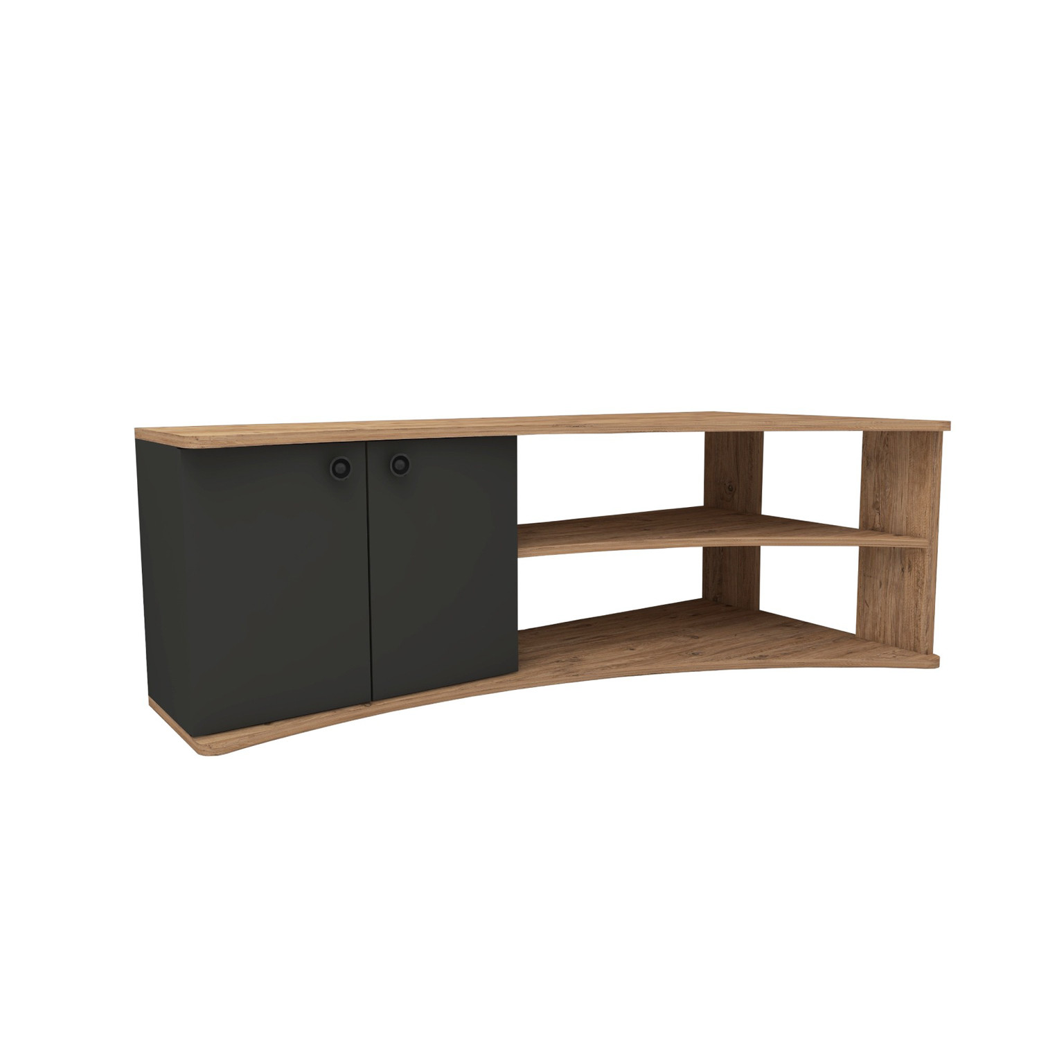Mueble tv esquinero de madera "termera" - 135 x 67 x 48 cm - marrón