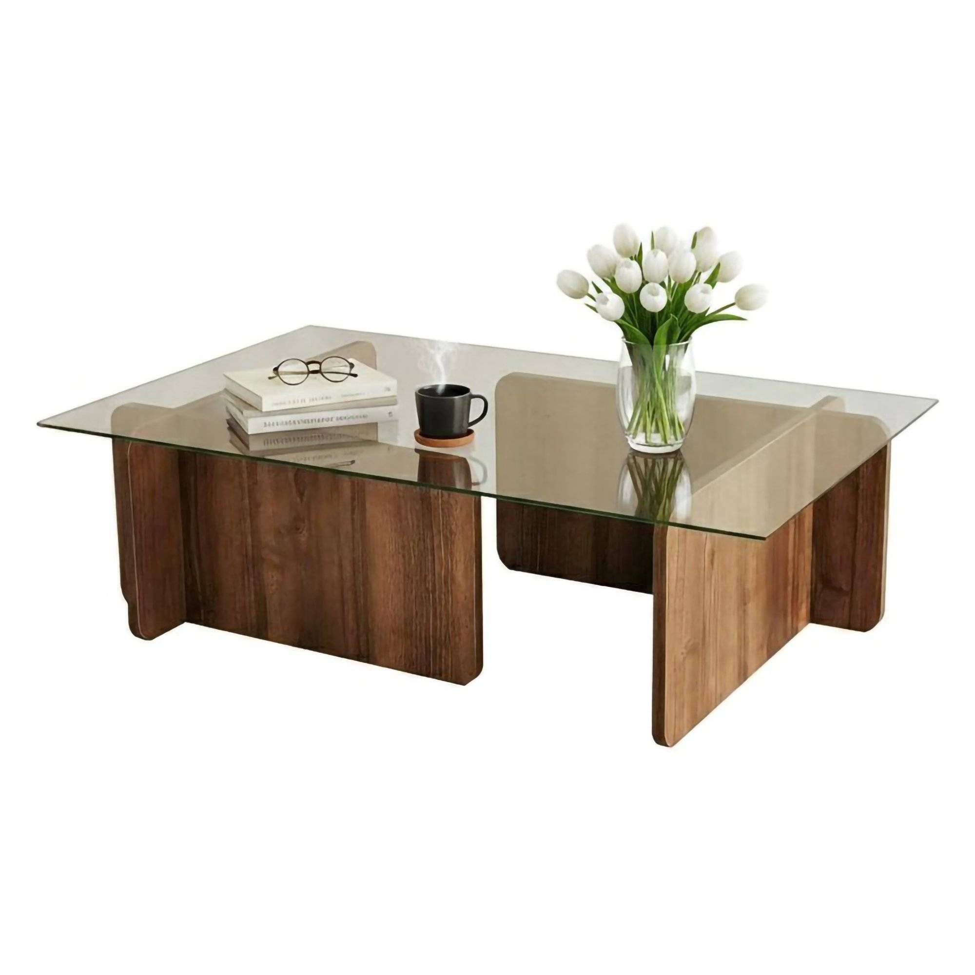 Mesa de centro teti, forma rectangular, en madera nobilitada
