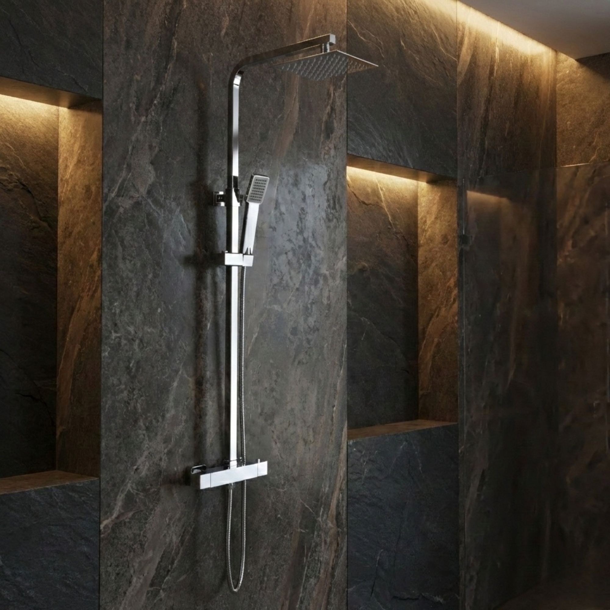 Imex - columna ducha termostática con grifo cromado serie vigo