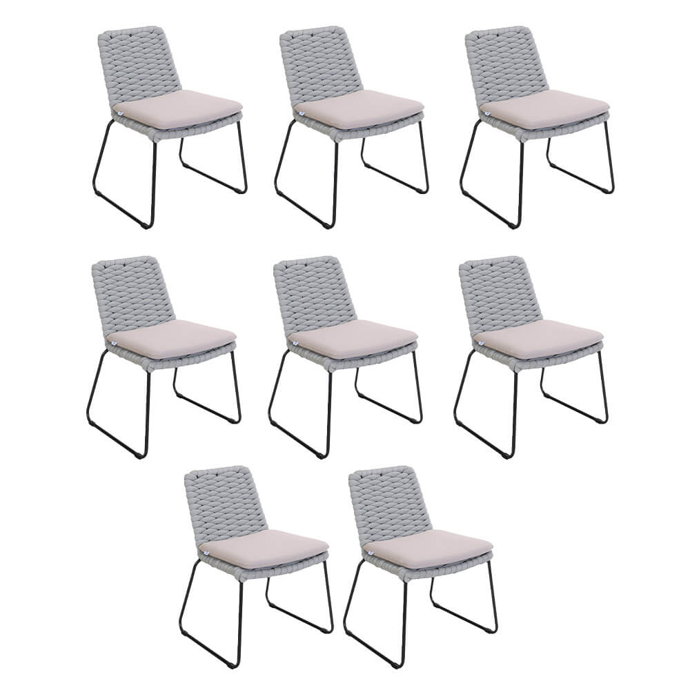 Balero silla de jardín de mimbre gris claro - lote de 8