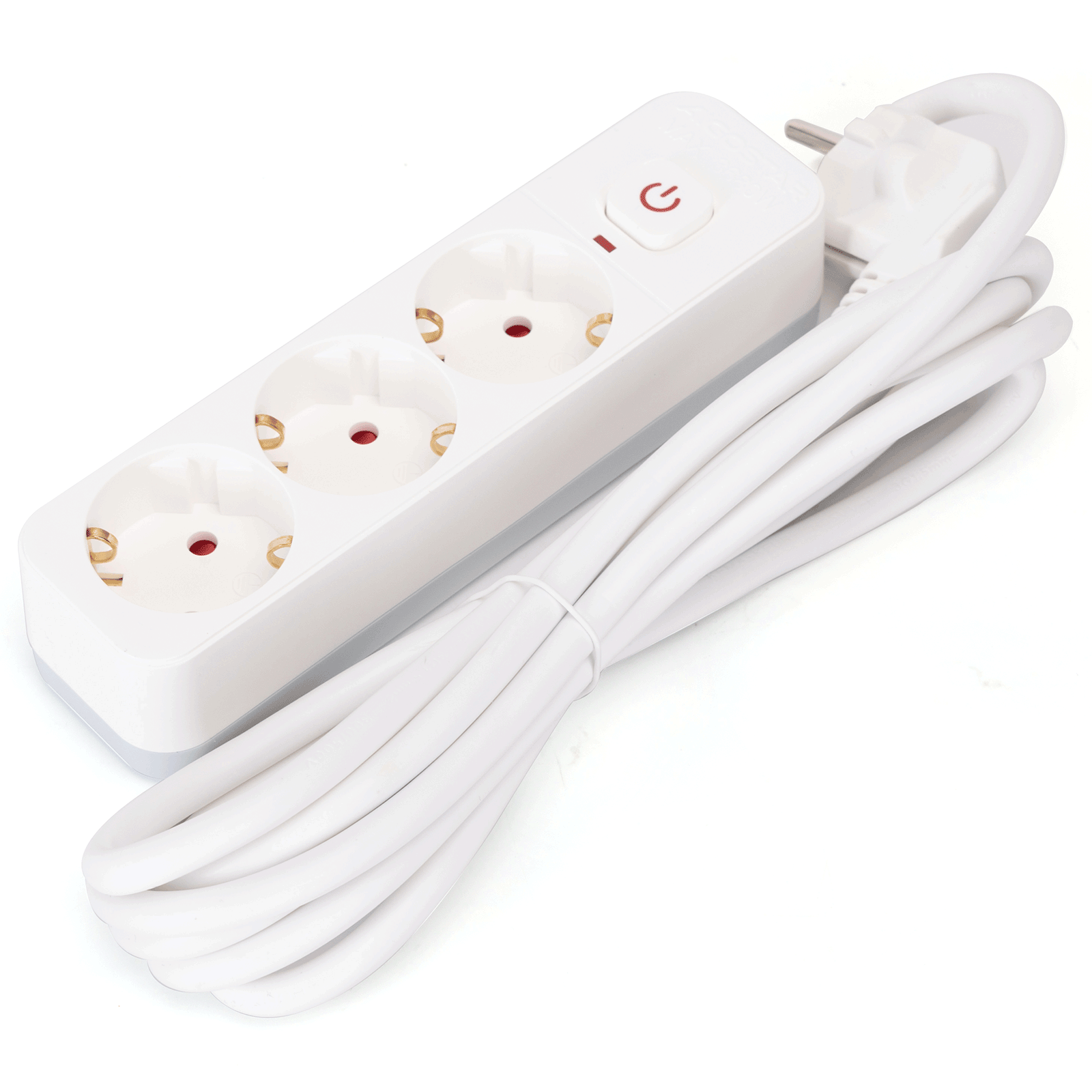 Aigostar regleta 3 enchufes, alargador 5m con interruptor, blanco