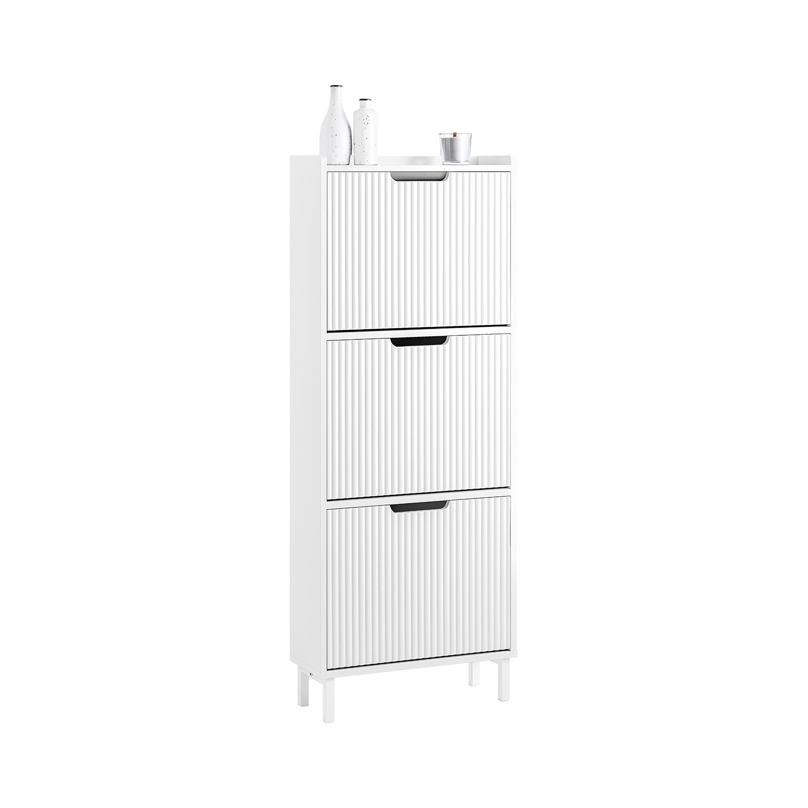Zapatero estrecho con 3 solapas organizador fsr177-h-w sobuy es
