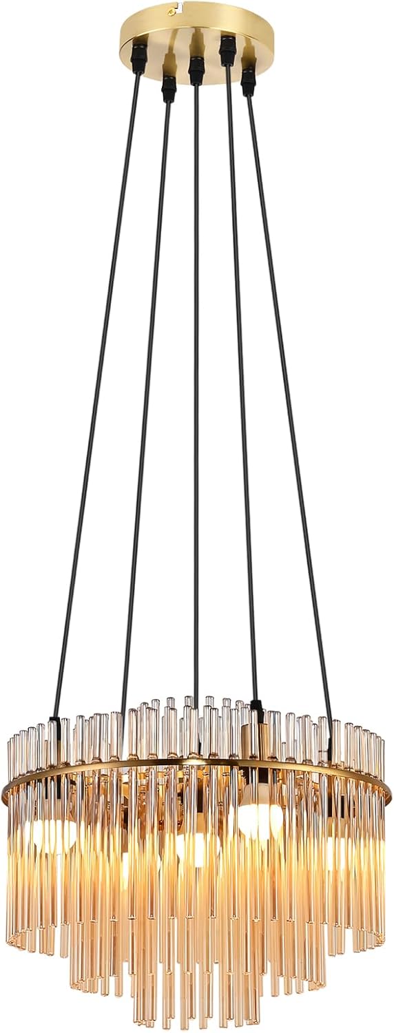 Nettlife lámpara colgante de 5 luces amarillo / dorado 40x15 cm