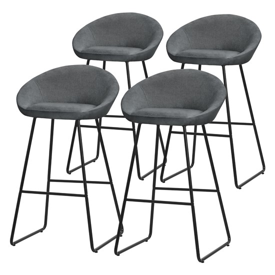 4 taburetes de bar altos con funda de tela antracita 75cm con respaldo
