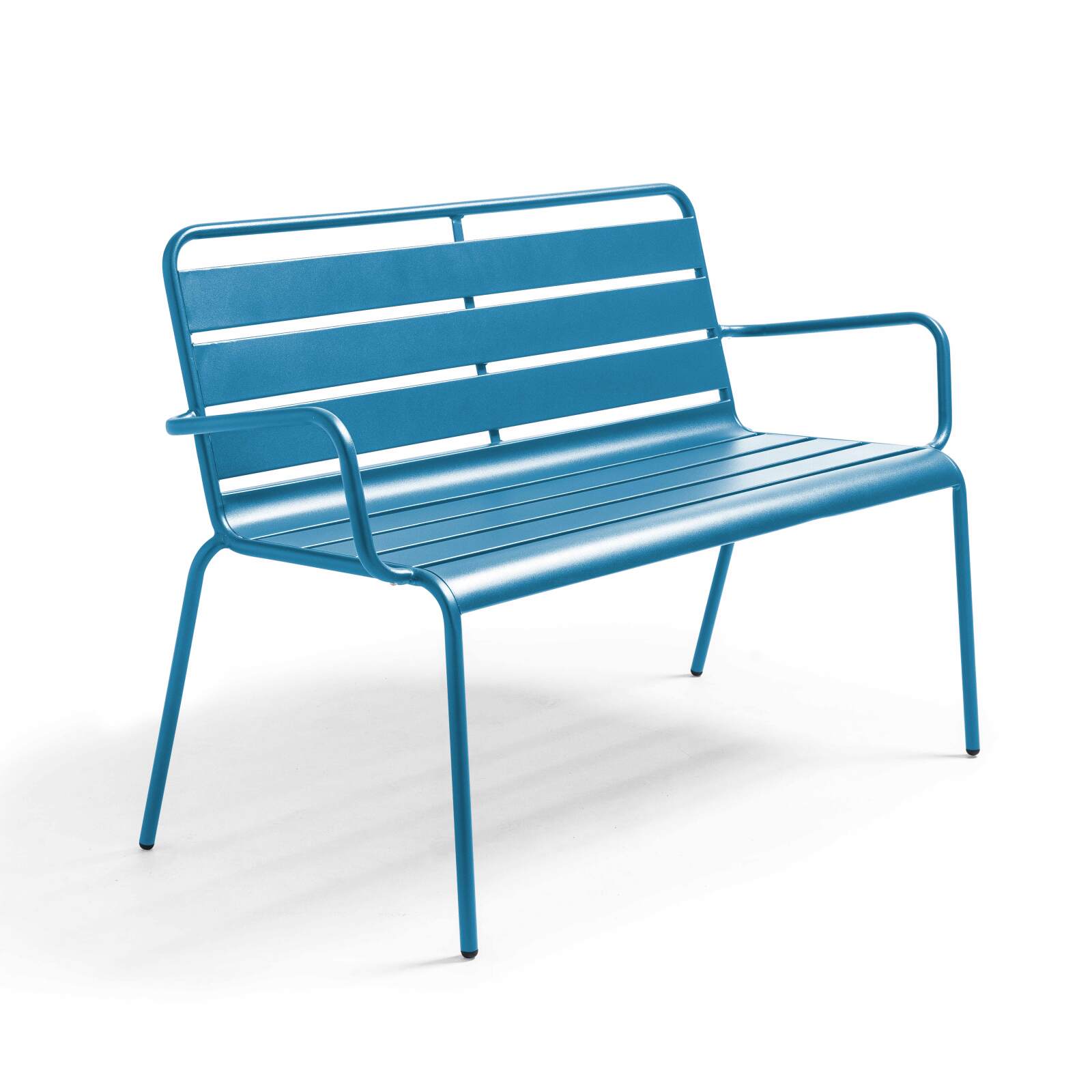 Oviala - banco de jardín de metal azul pacífico
