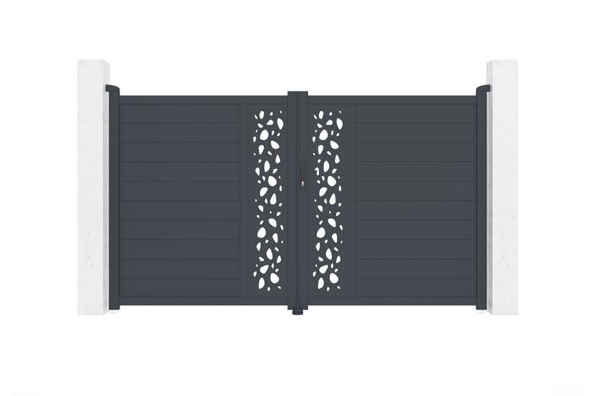 Puerta batiente regulable ancho 3m sunny h.180cm aluminio gris
