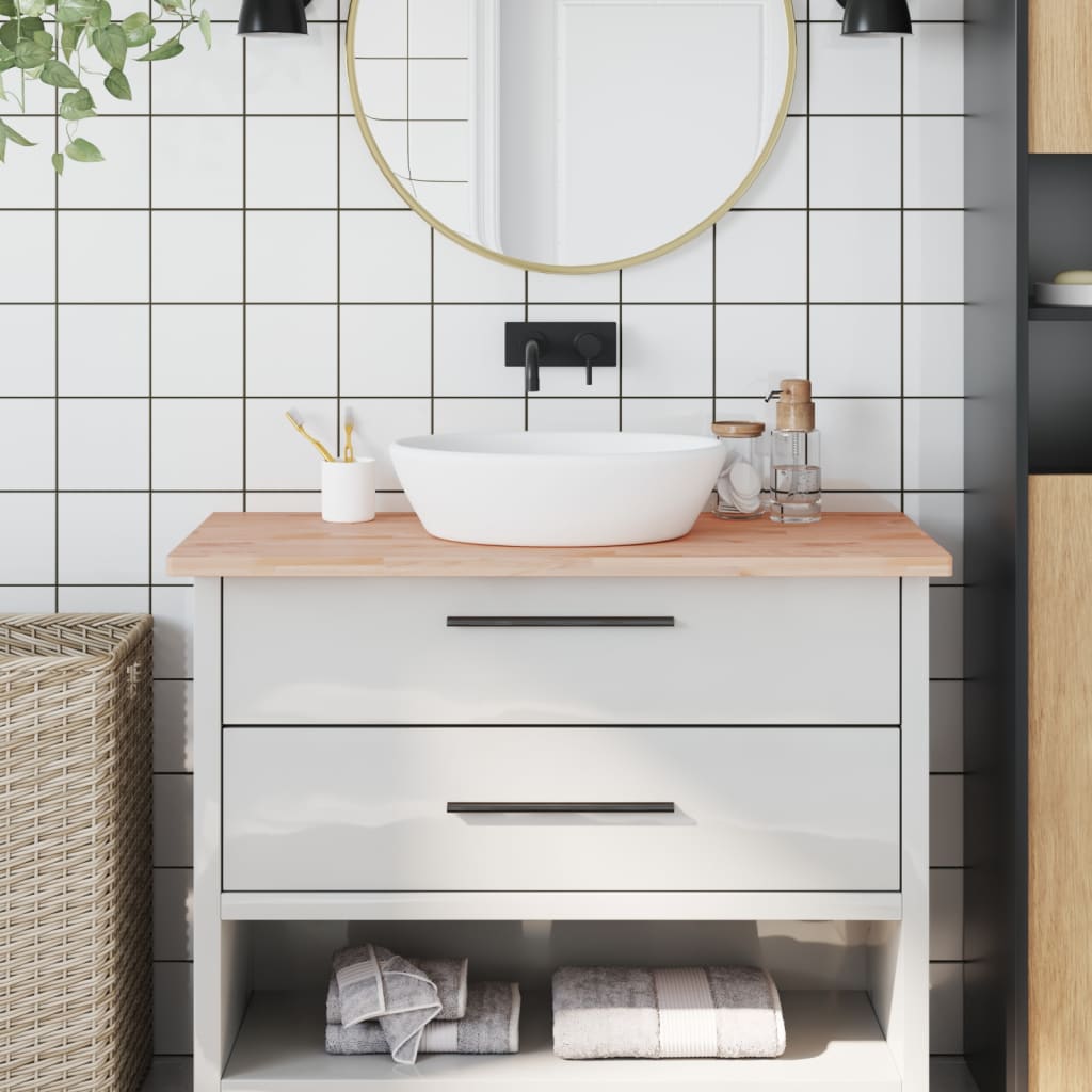 Encimera de baño madera maciza de haya 100x50x2,5 cm eerf6600