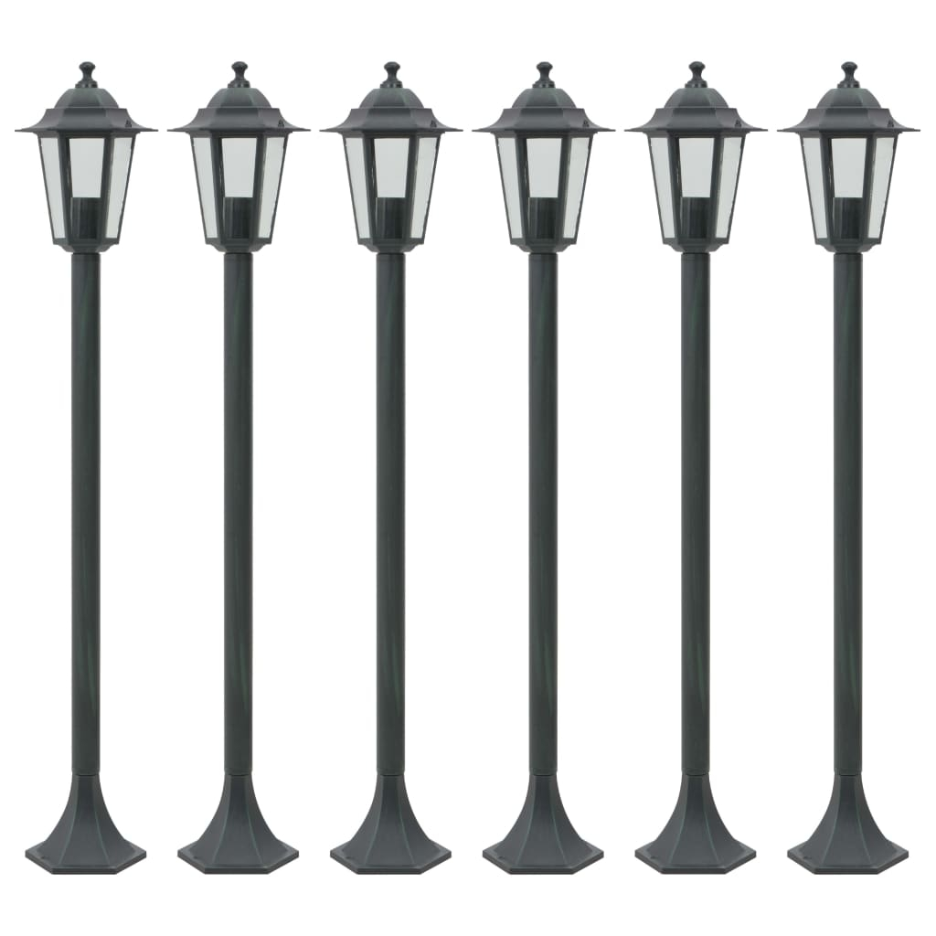 vidaXL farolas de jardín aluminio verde oscuro E27 110 cm 6 unidades