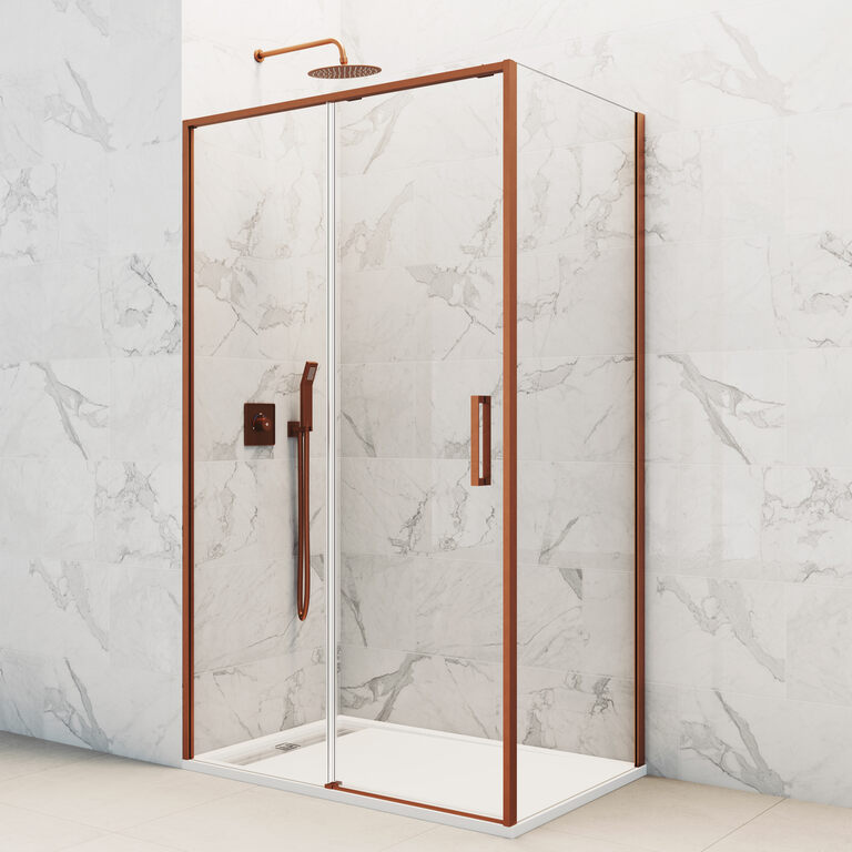 Mampara frontal 110-115 + lateral fijo 90 cm twenty cobre rango 87-88