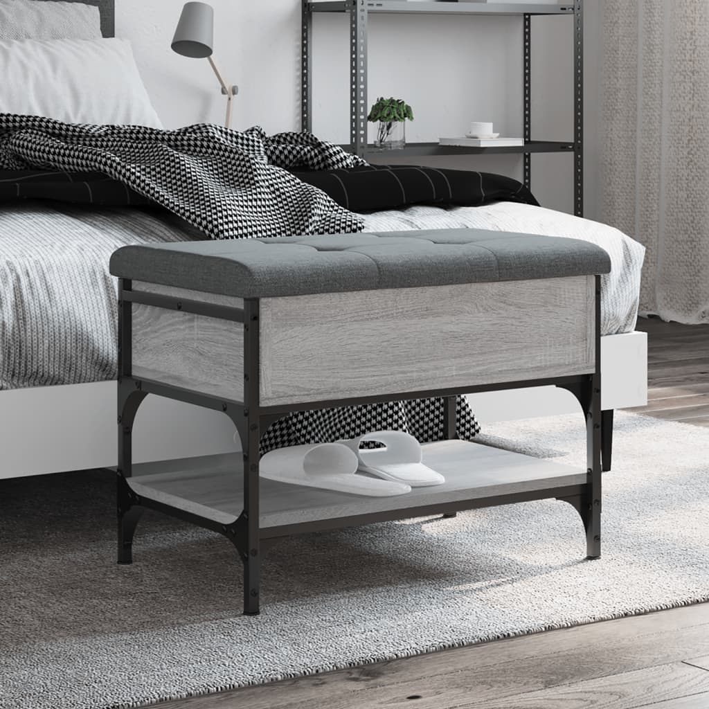 Banco zapatero madera de ingeniería gris sonoma 62x42x45 cm