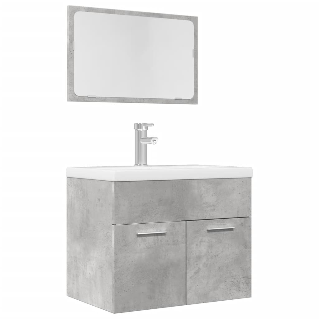 vidaXL set muebles de baño 2 piezas madera contrachapada gris hormigón