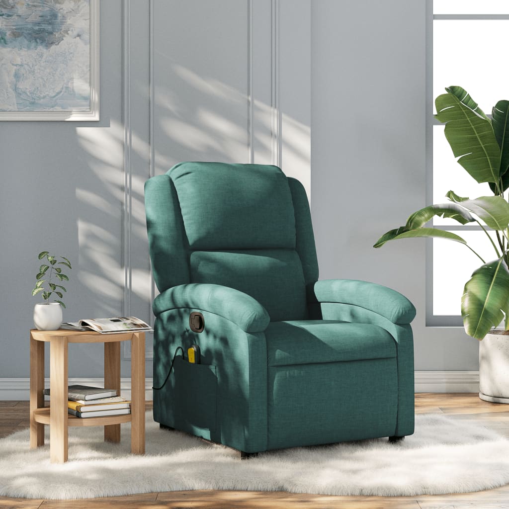 Sillón de masaje reclinable de tela verde oscuro qweo4117