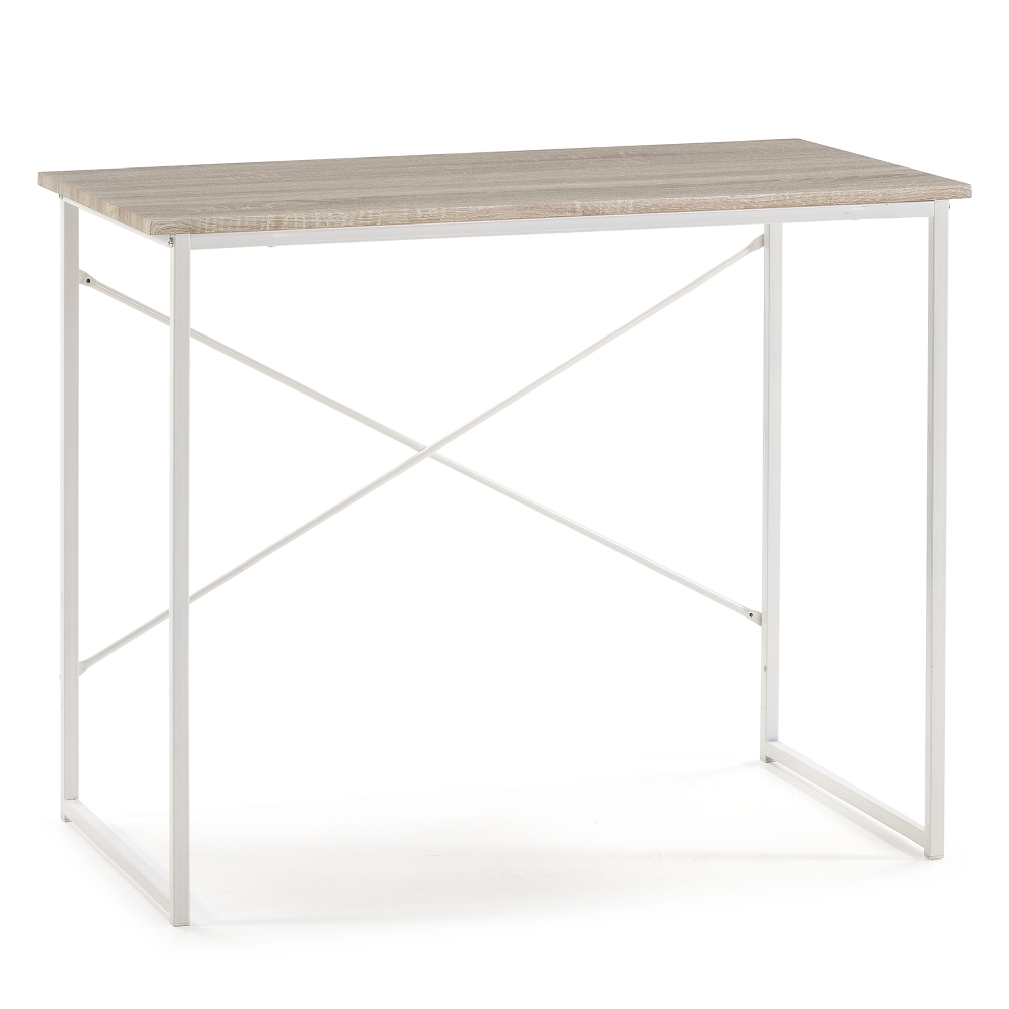 Mesa de escritorio cáceres blanco, mesa de ordenador, estilo industrial
