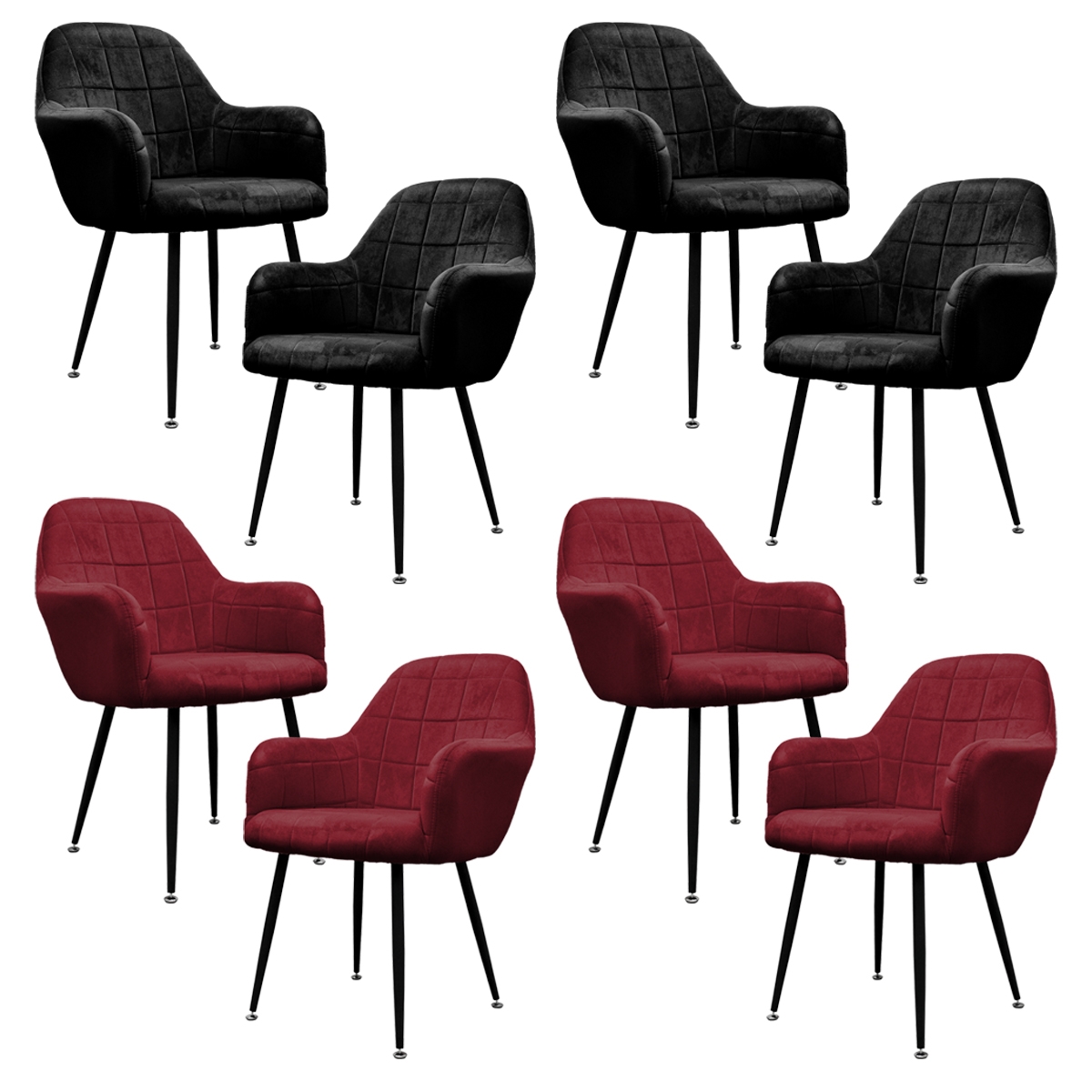 8x juego sillones de comedor - negro rojo ecd germany