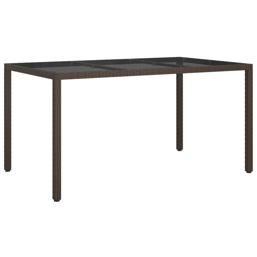 vidaXL mesa jardín vidrio templado ratán sintético 150x90x75 cm marrón