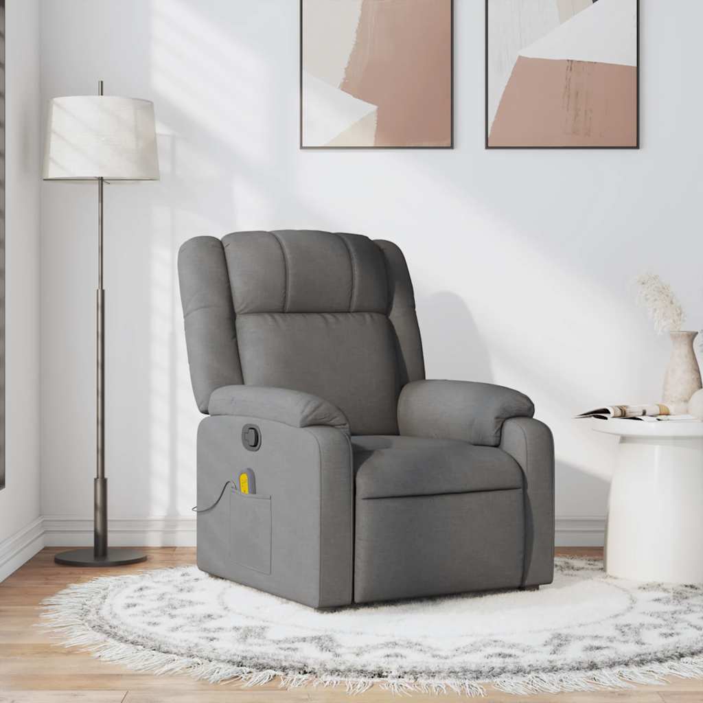 Sillón de masaje reclinable de tela gris oscuro qweo7223