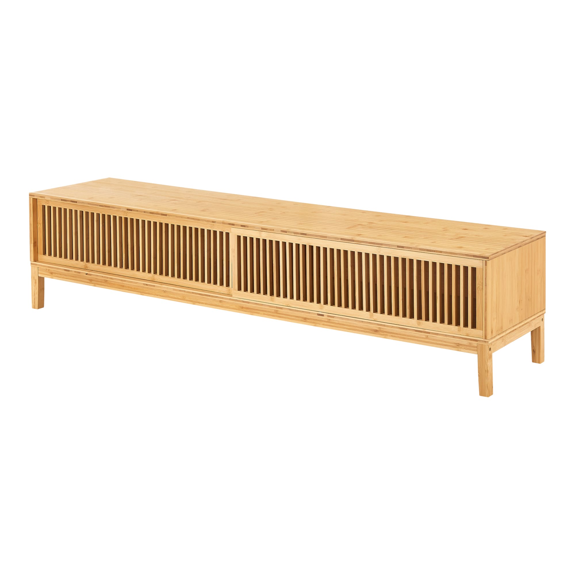 Mesa de tv videbæk con 2 puertas corredoras bambú 140 x 40 x 38 cm natural