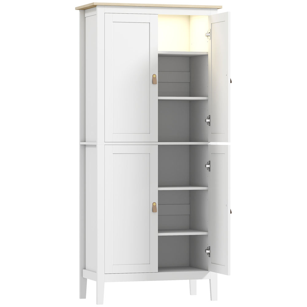 Alacena de cocina 80x40x176.5 cm mdf color blanco Homcom, hogar - cocina
