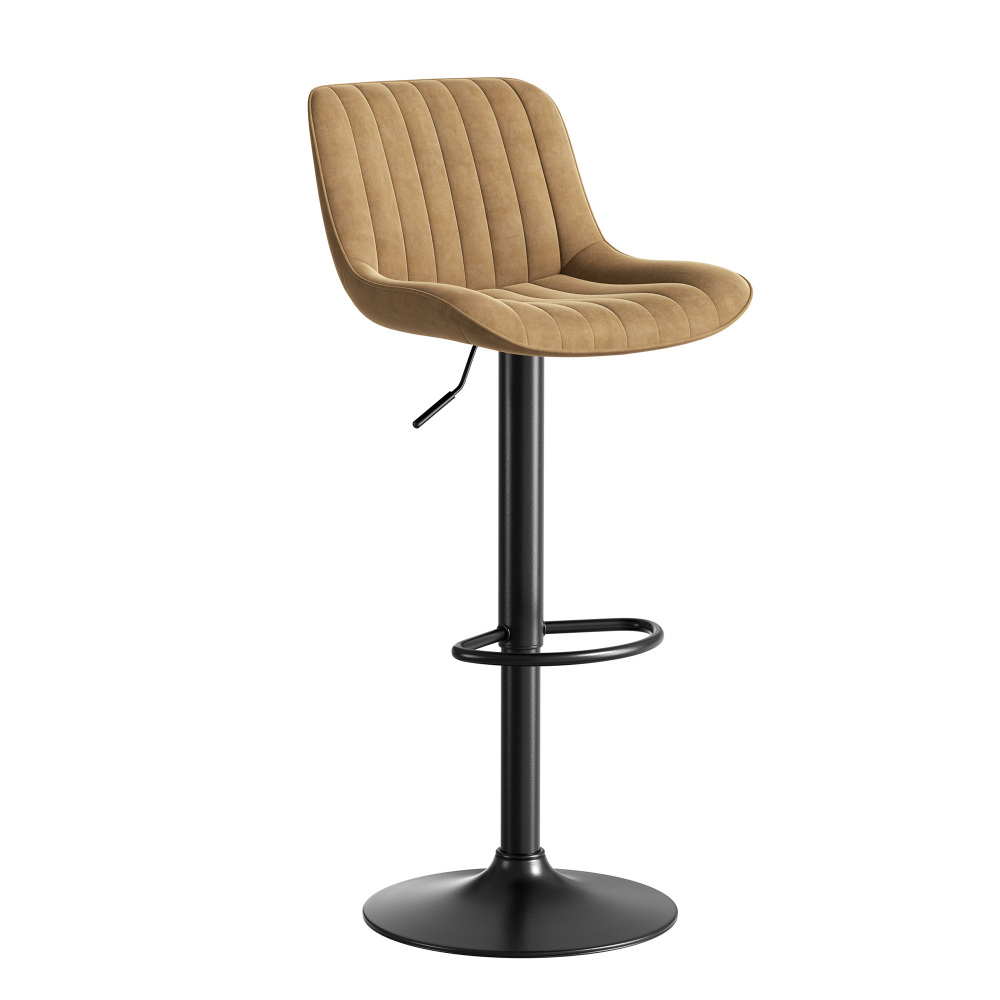 Taburete de bar de terciopelo marrón ajustable giratorio juego de 4