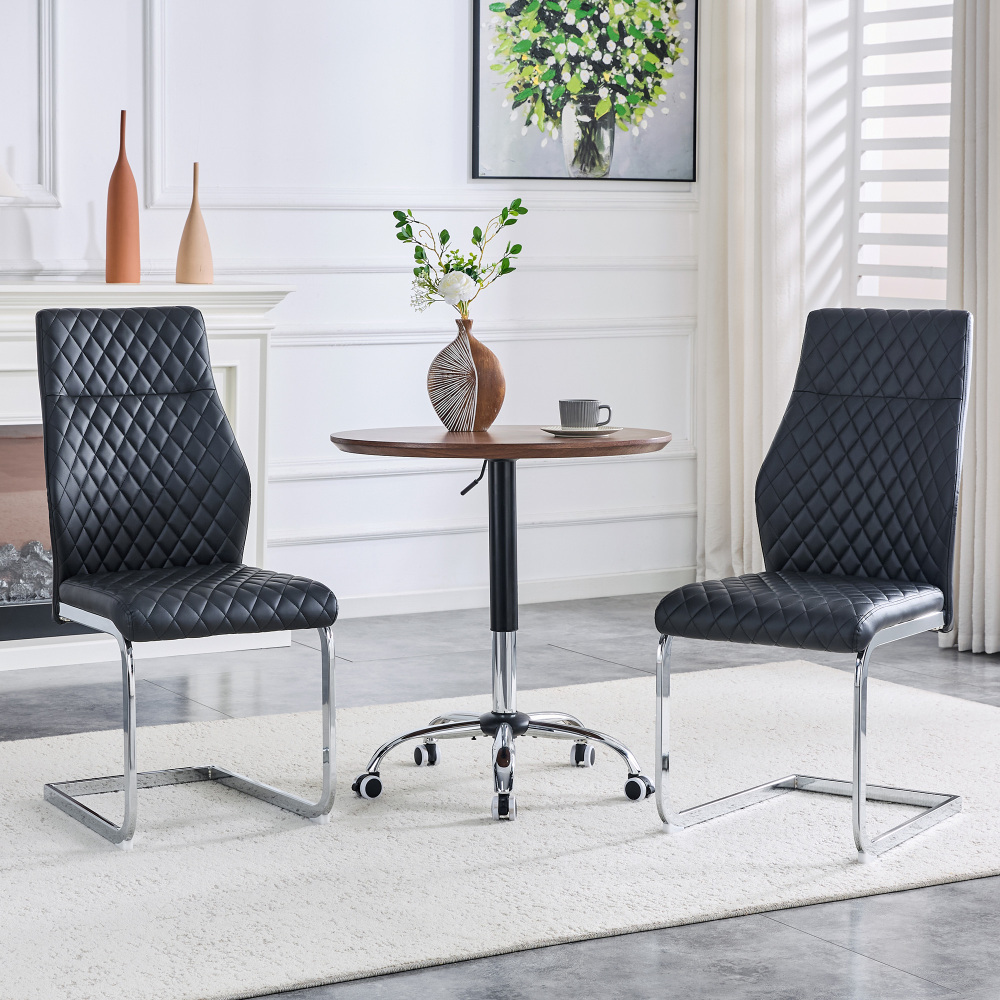 Conjunto de sillas de comedor pu negro set de 2 respaldo alto
