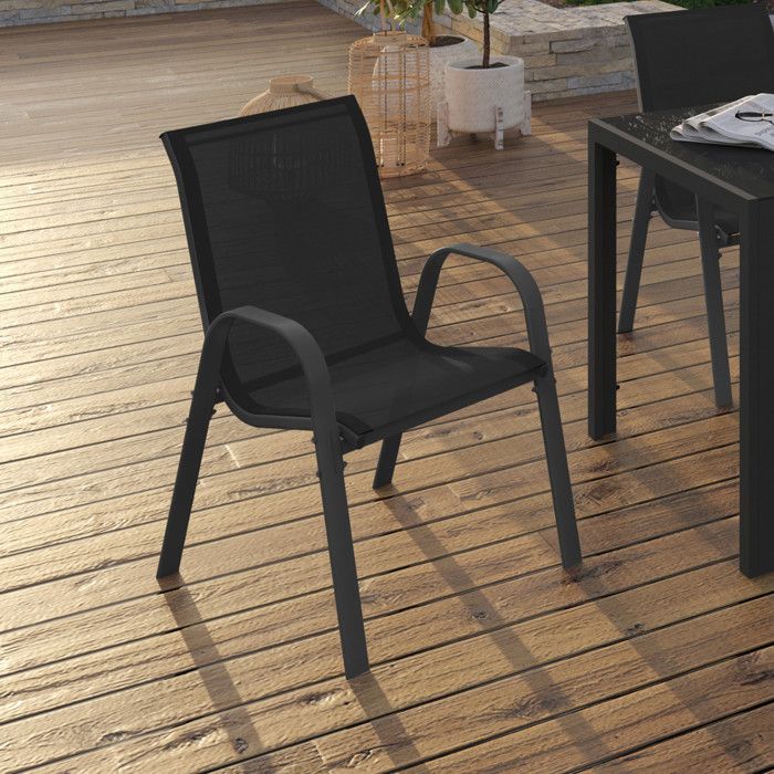 Sillas de jardín apilables - metal - negras - x6