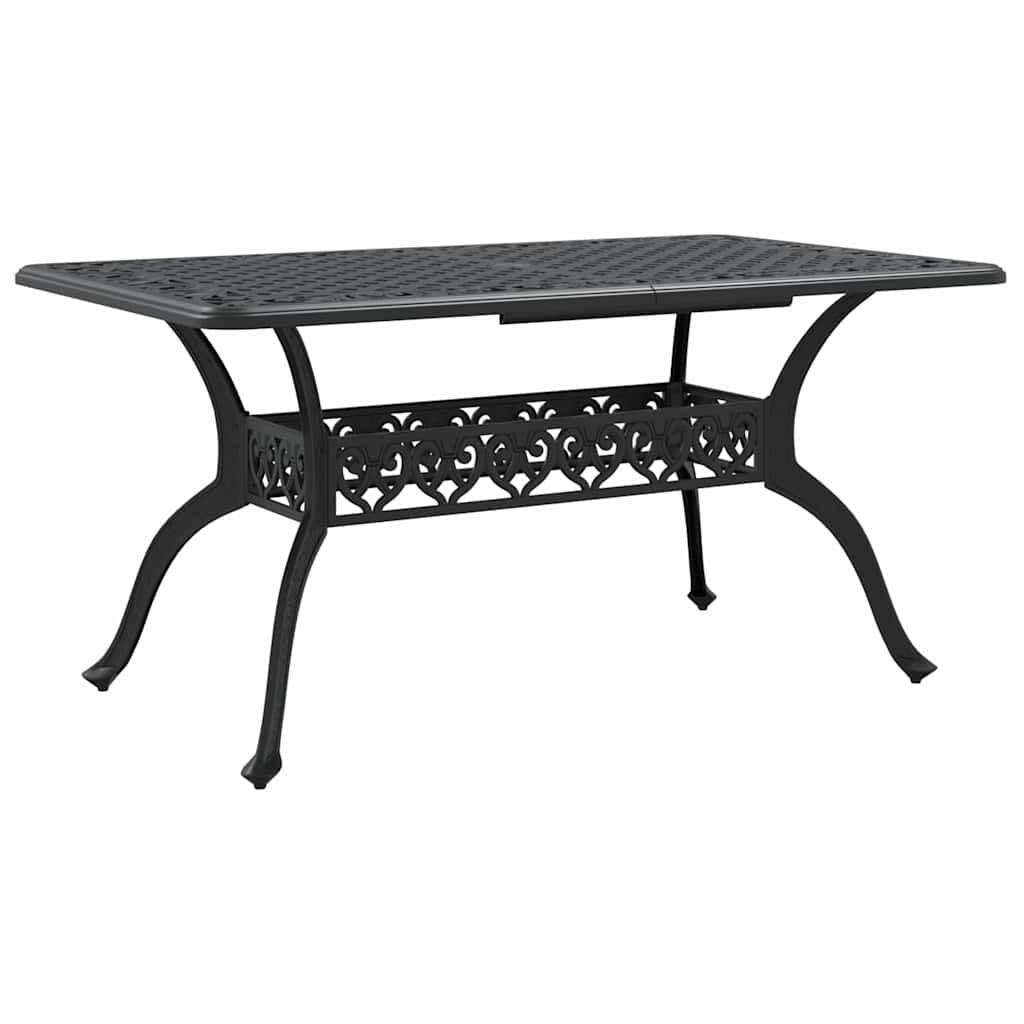 vidaXL mesa de jardín aluminio fundido negro 150x90x72 cm