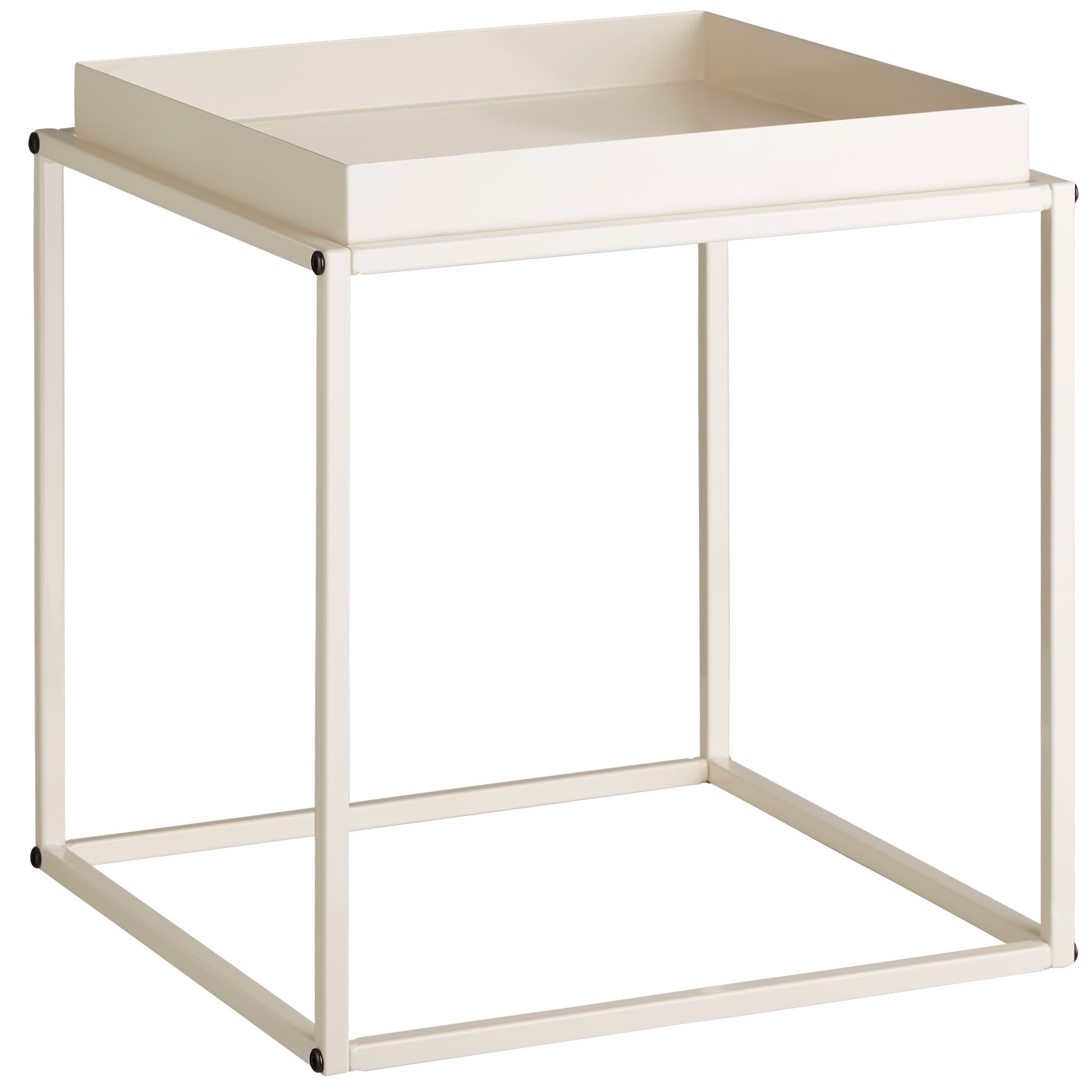 Mesa auxiliar para salón de acero y apilable 40 x 40 x 44 cm crema