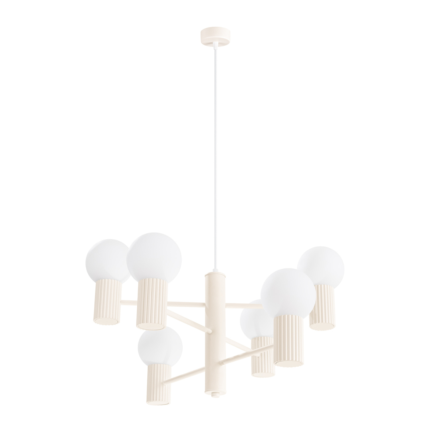Lámpara de araña halo 6 beige aluminio 64x230x64cm