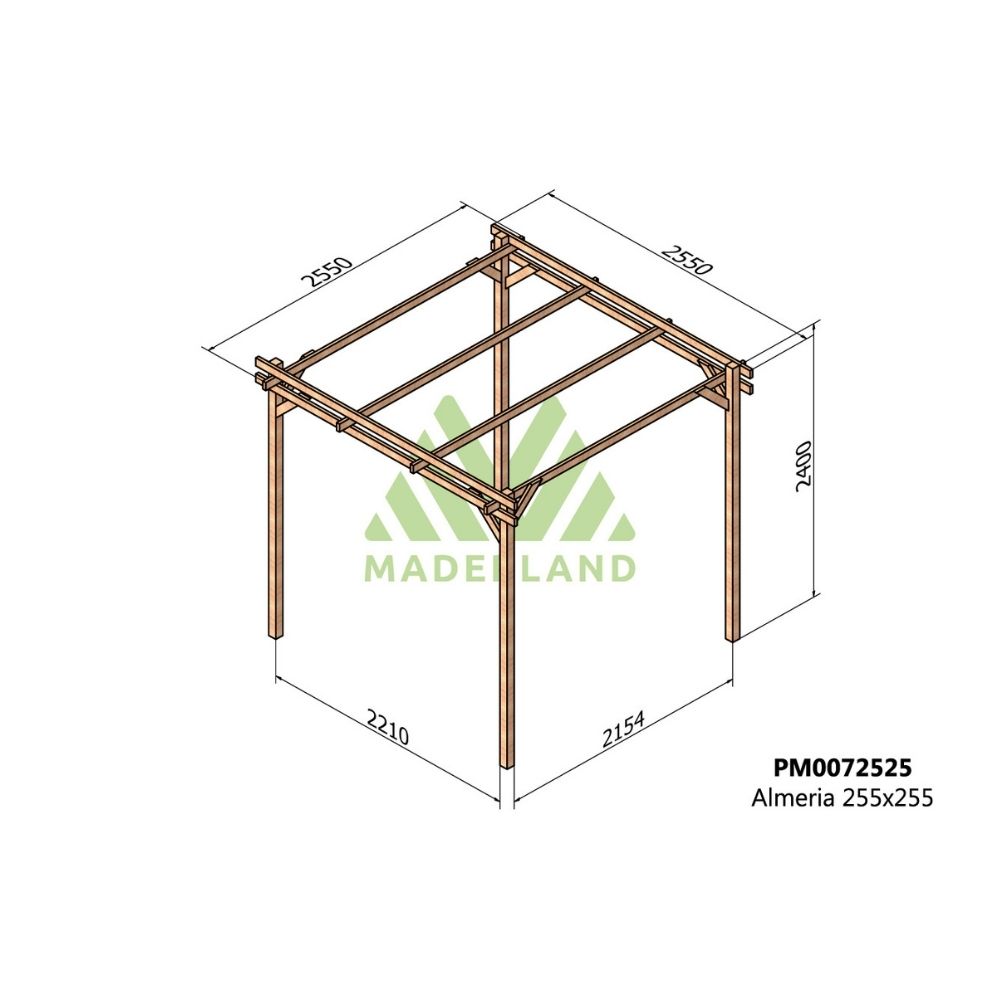 Pérgola de madera maciza - almeria 255x255cm (maderland)