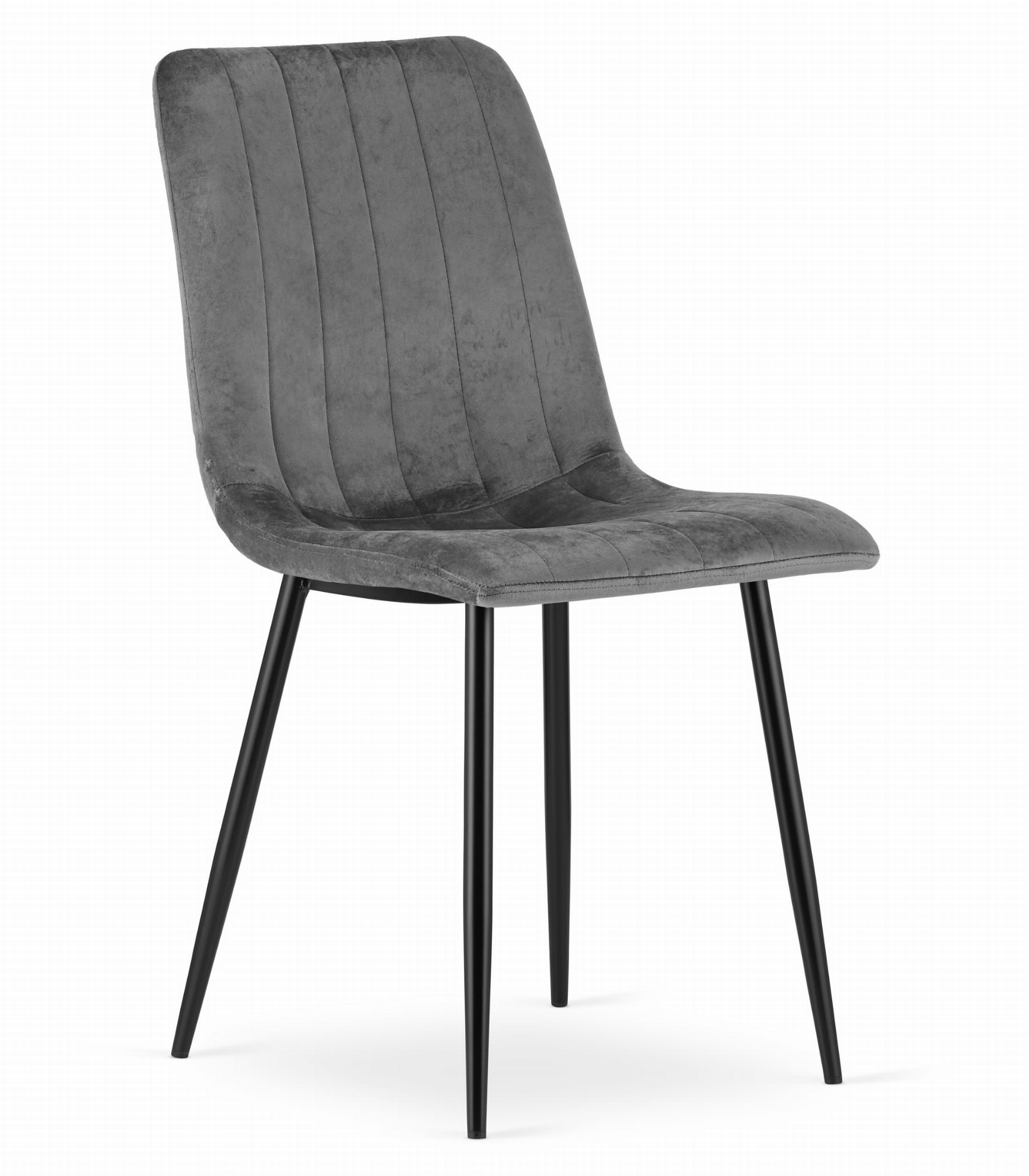 Silla valora jewa de terciopelo gris oscuro con patas negras x1