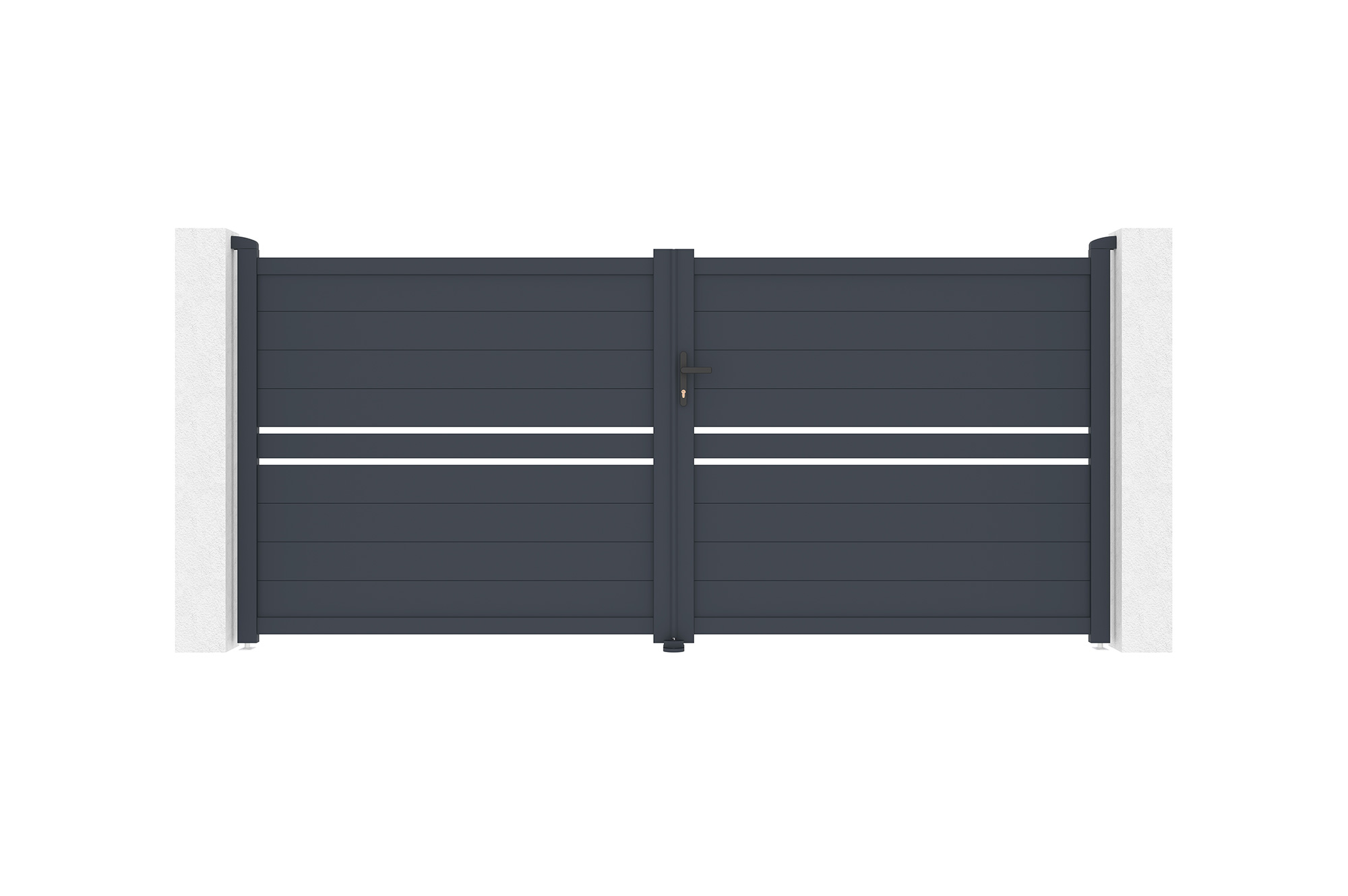 Puerta abatible 3,5m cimone al.160cm aluminio + cancela 1m al.160cm