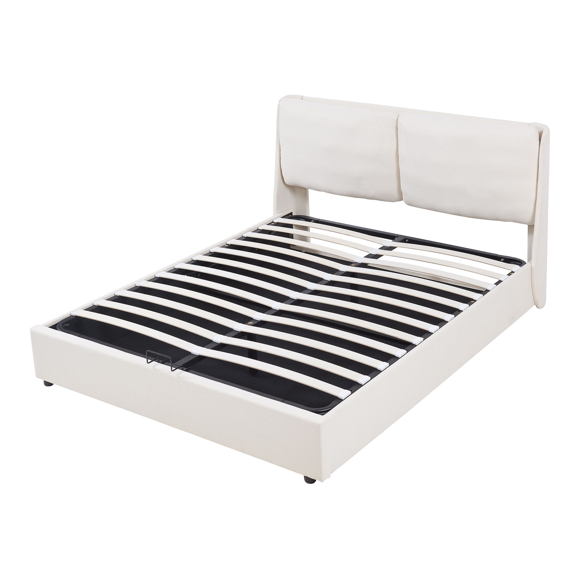 Cama matrimonio lunner somier abatible + colchón 160x200cm beige [en.casa]
