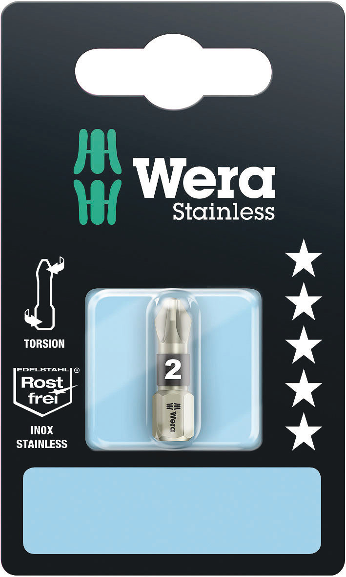 Punta pozidriv, zona de torsion, acero inox 3855/1 ts pz 1 x 25 mm sb wera