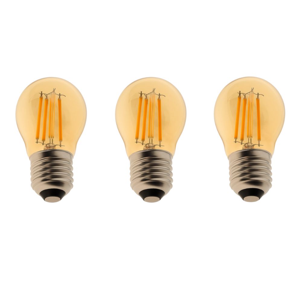 Pack x3 bombilla LED g45 E27 filamento 4w 470lm. Luz cálida 2700k