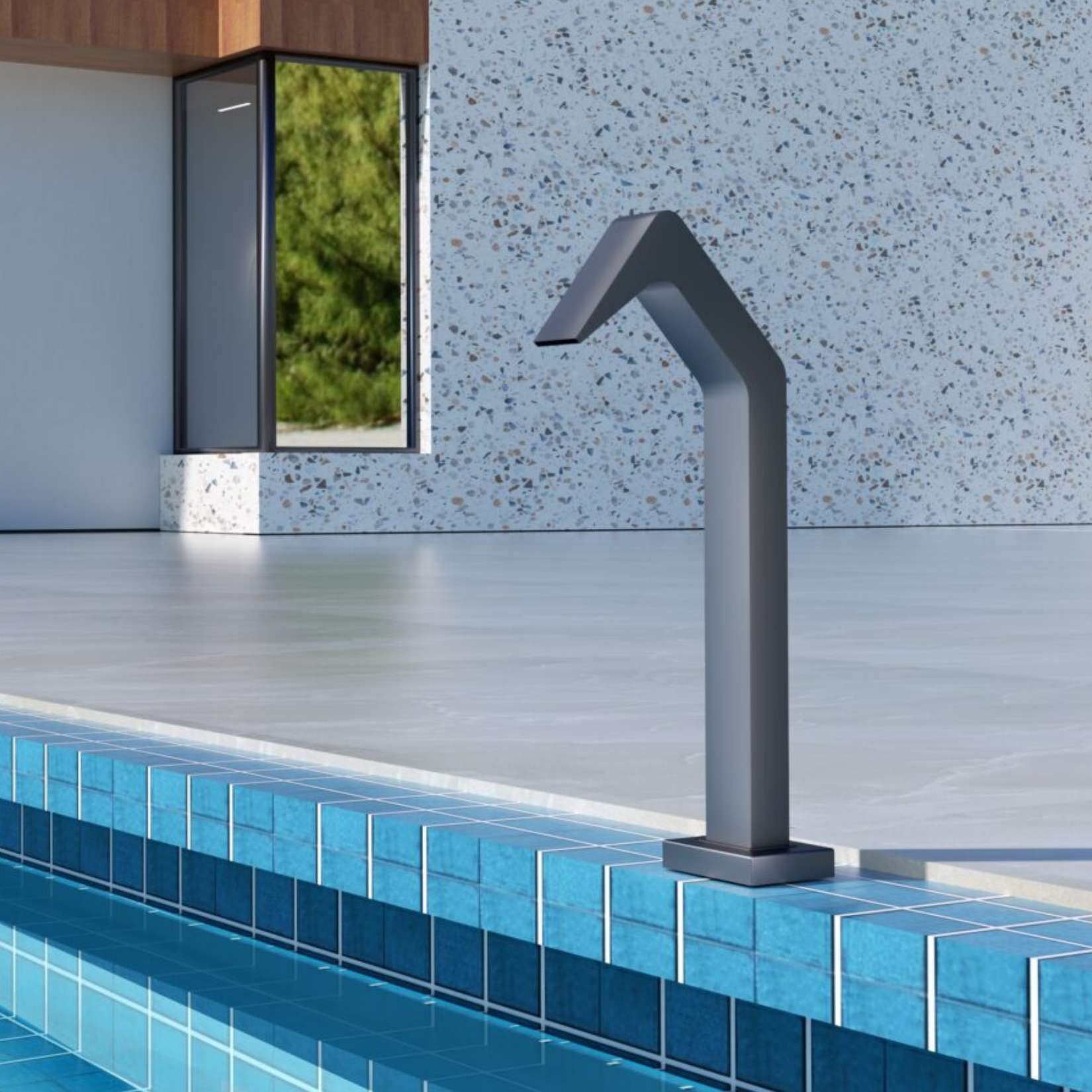 Rociador de cascada niagara en acero inox gris cobalto | poolimex | 60x55mm