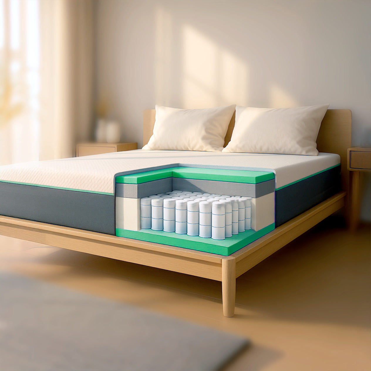 The white stone colchón 140x200 en memory foam y muelles ensacados