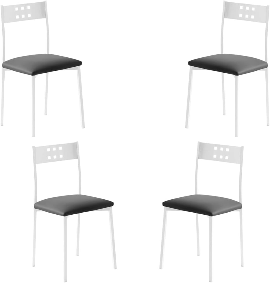 Momma Home set de 4 sillas de cocina xara white en polipiel negro