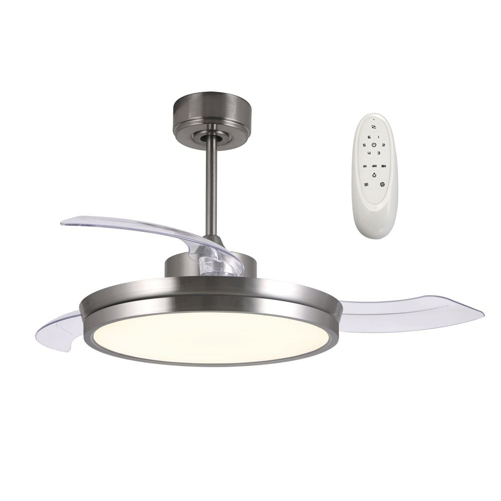 Ventilador de techo con luz LED brando con aspas plegables níquel ø106