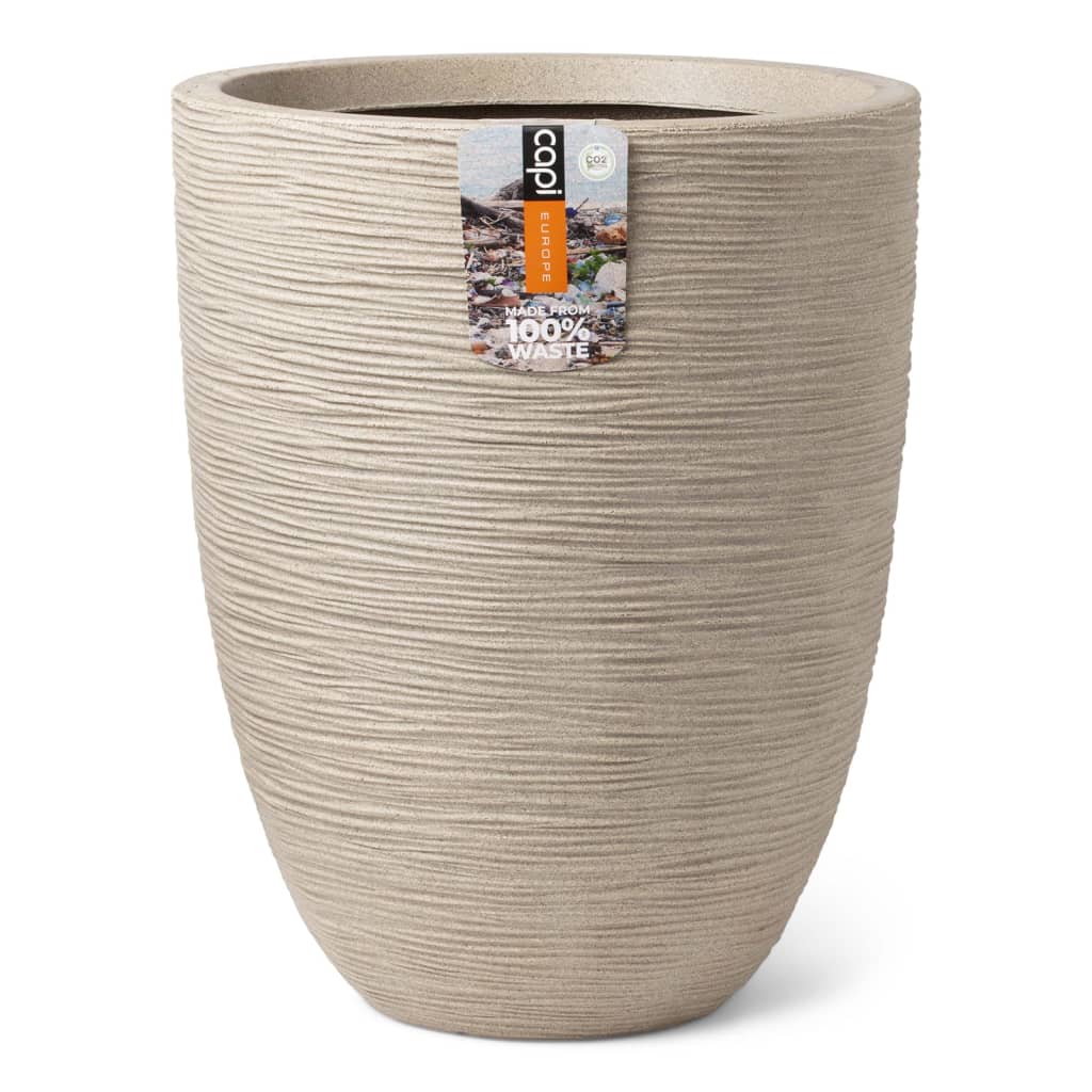 Capi jarrón elegante bajo waste rib beige terrazo 46x58 cm