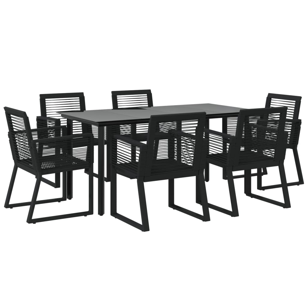 vidaXL juego de comedor para jardín 7 piezas ratán PVC negro
