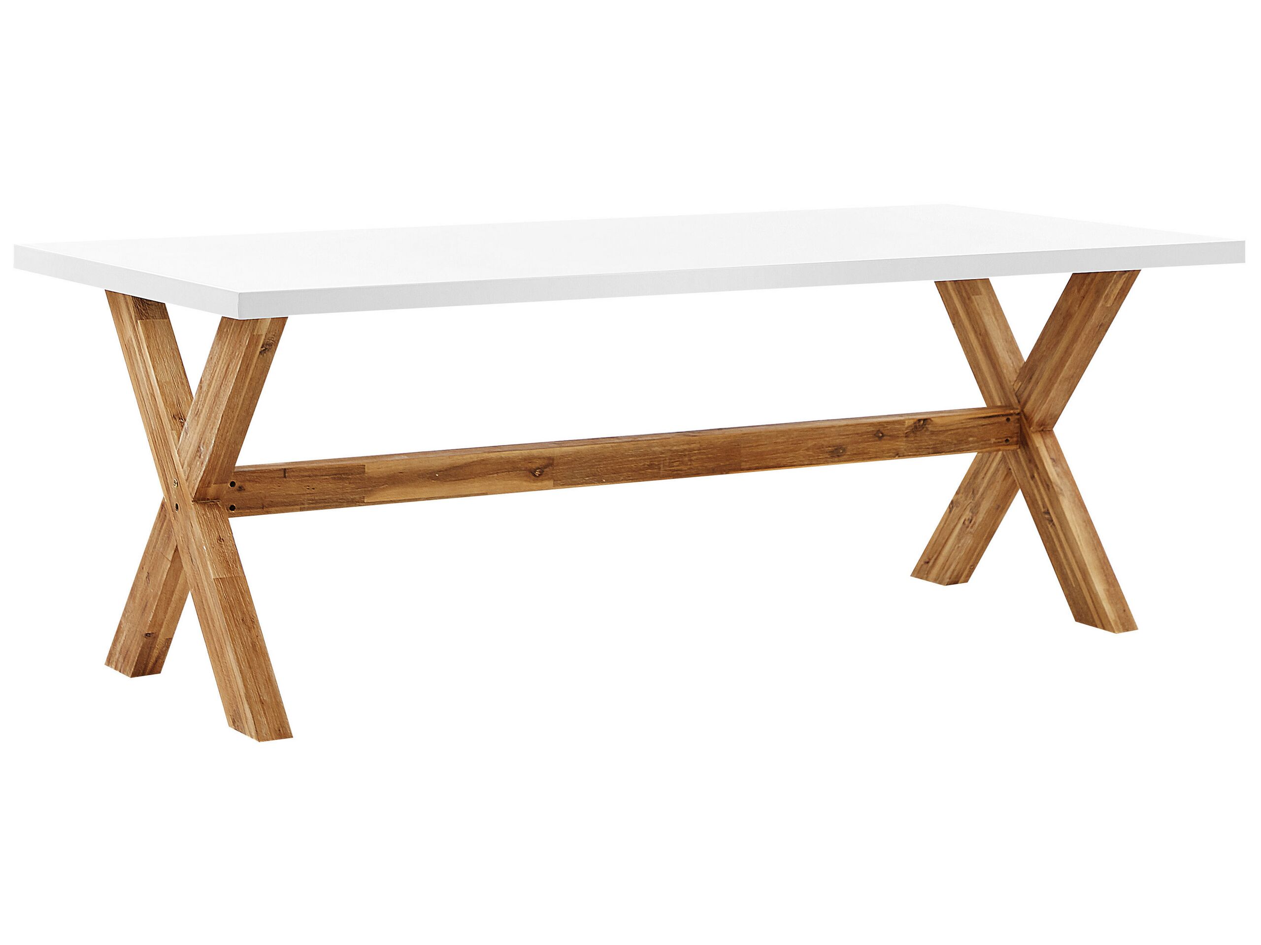 Mesa de jardín olbia 200 cm 100 cm cemento blanco