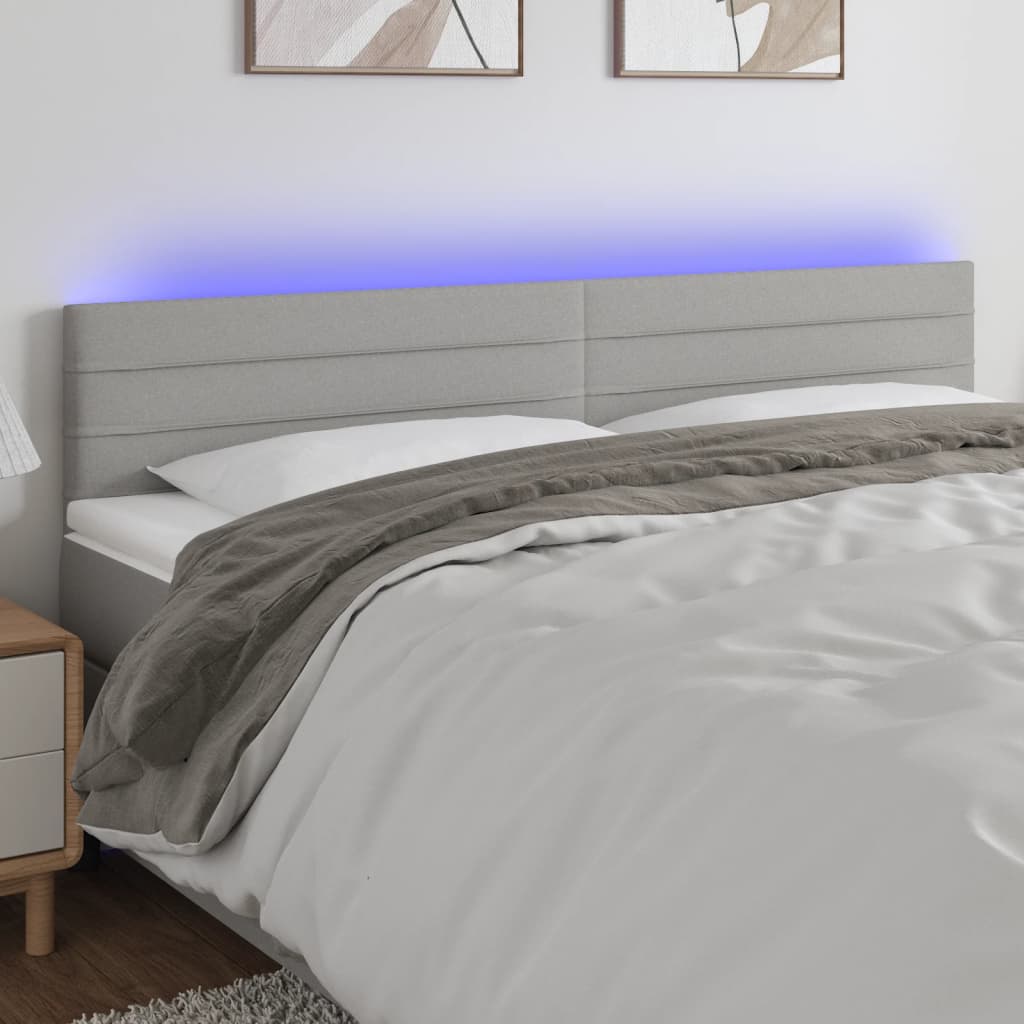 Cabecero con LED de tela gris claro 160x5x78/88 cm eso5236