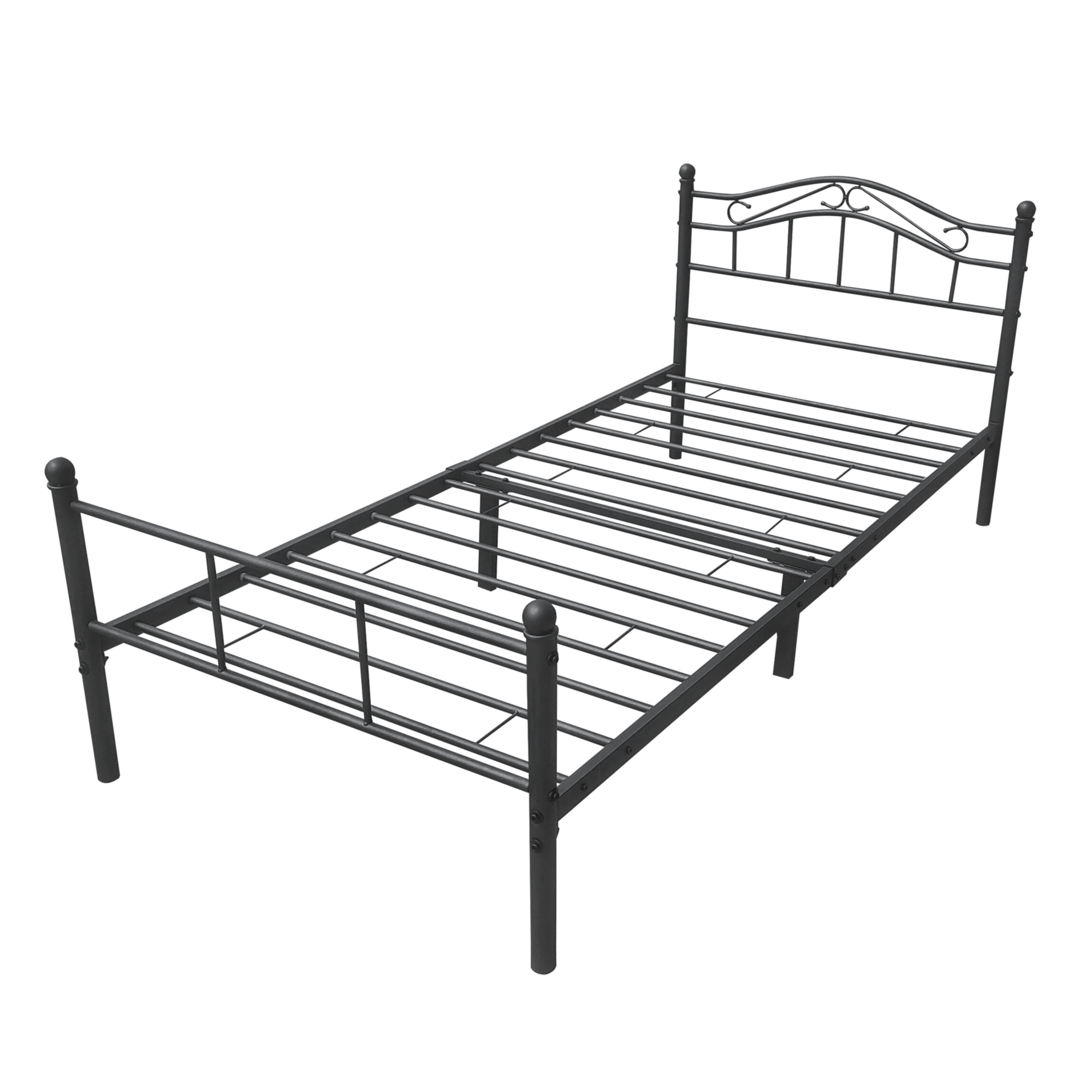 Cama individual florenz con cabecero curvado y somier metal 120x200 negro