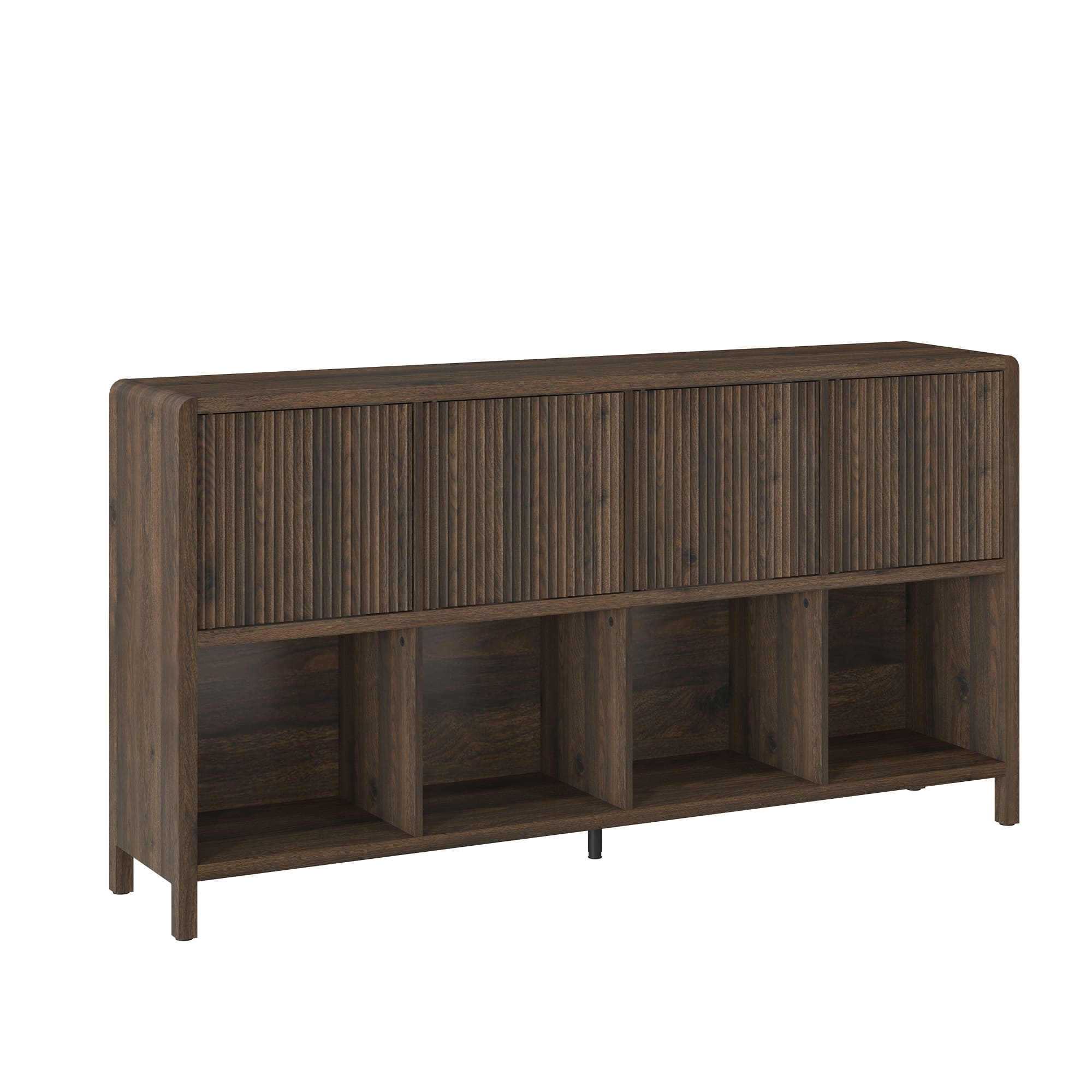 Aparador bajo lukkodso 4 puertas 77x145x30cm - efecto nogal [en.casa]