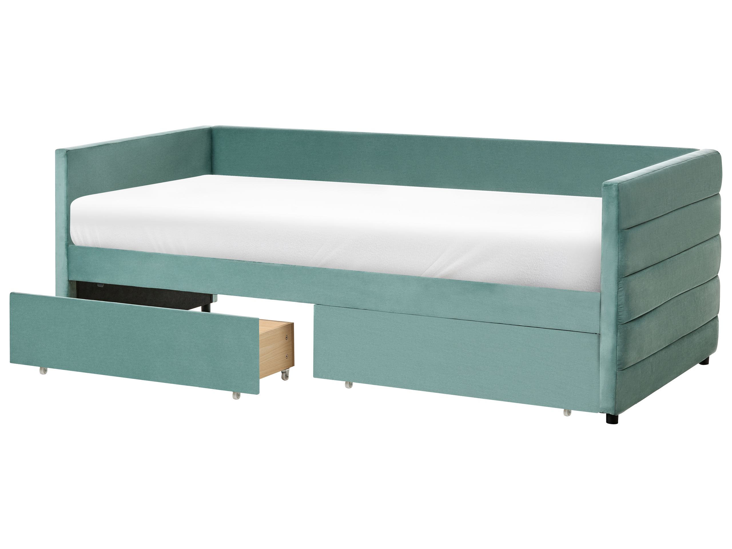 Cama con almacenaje marray terciopelo verde menta 90 x 200 cm