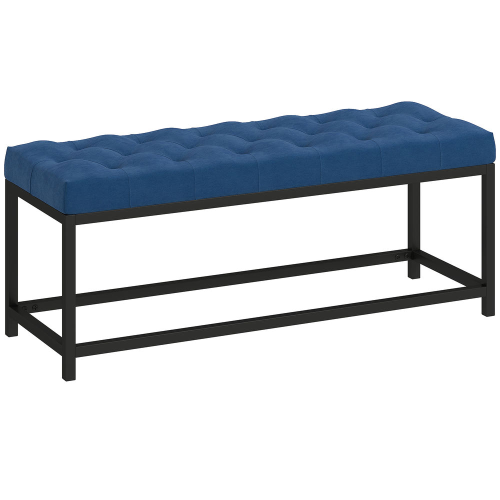 Pie de cama 117x40x48 cm terciopelo, metal color azul Homcom